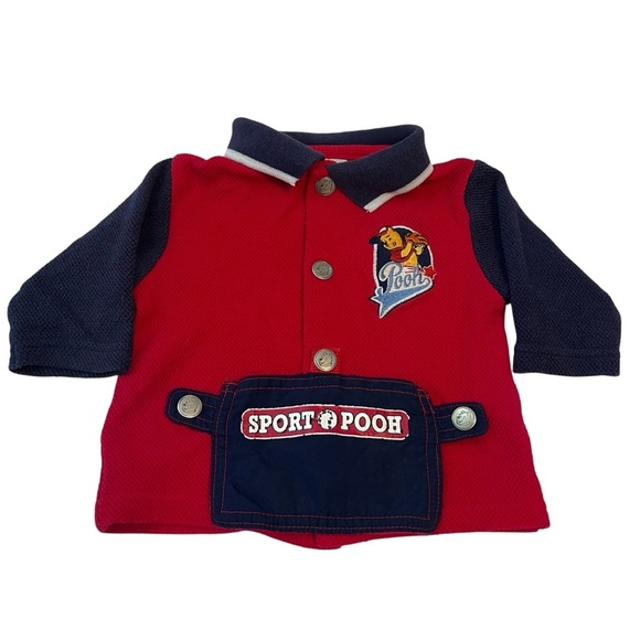 Vintage Disney Baby Pooh Jacket (3-6M) – Sport Pooh Red & Navy Snap Front - Picture 2 of 6